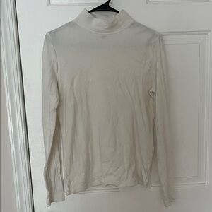 Karen Scott Cream Cotton Long Sleeve Turtleneck Top